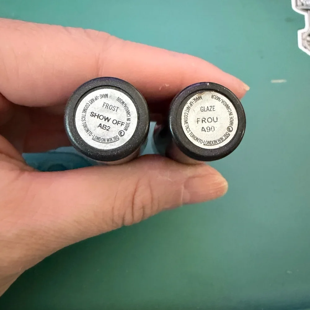 MAC “Show Off & Frou” Black Lipstick Duo bundle lot set shimmer orange & fosted - Picture 2 of 4